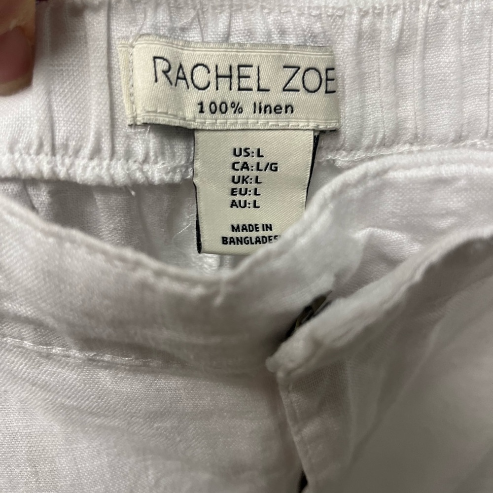 NWT Rachel Zoe White Linen Pants L - Picture 5 of 6